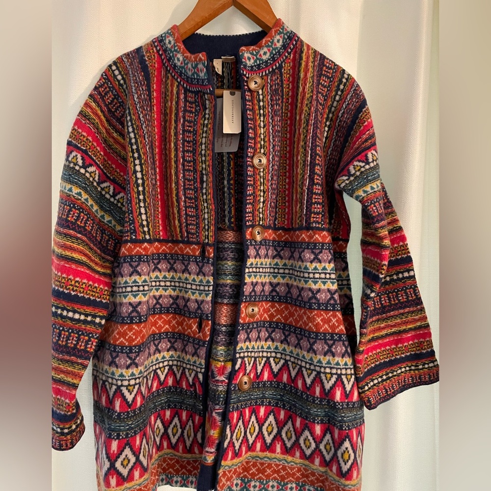 NWOT Anthropologie Long Colourful Cardigan